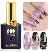 YTD Likomey Brocade Glitter Color Changing Gel Nail Polish,15ml Grayish Purple To Black Shimmer M...