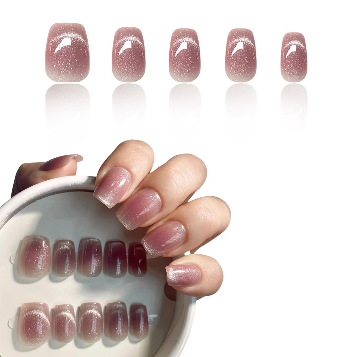 AddFavor 240pcs Red Press on Nails Long Square Fake Nails Press ons Glossy Acrylic False Nails Tips with Adhesive Glue Tabs for Women Girls