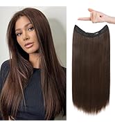 REECHO Invisible Wire Hair Extensions with Transparent Headband Adjustable Size Removable Secure ...