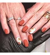 Autumn Leaves False Nails Fall Maple Press on Nails 24 Pcs Matte Orange Maple Acrylic Fake Nails ...