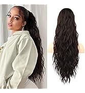 Flufymooz Ponytail Extension, 26 Inch Drawstring Ponytail Hair Extensions for Women， Long Curly W...