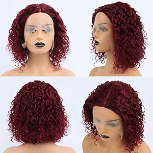 Burgundy Wine Color Human Hair Lace Front Bob Wig