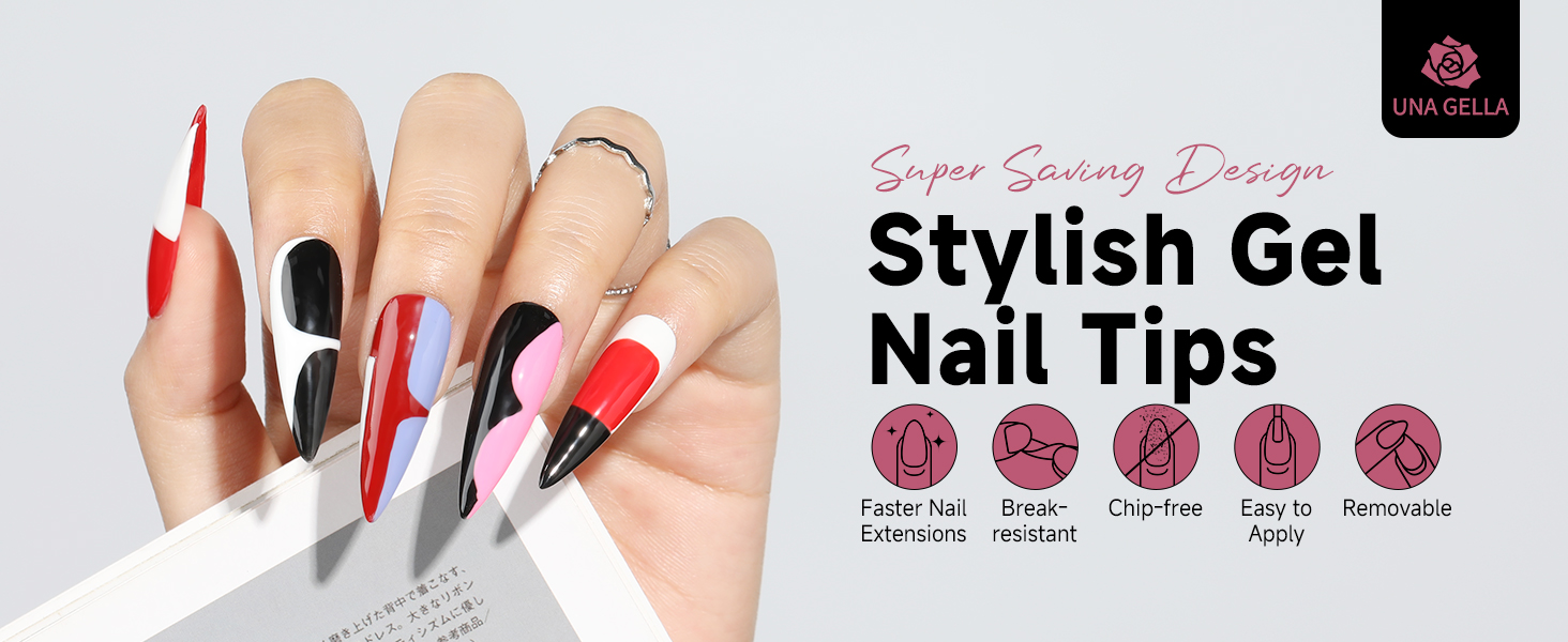 UNA GELLA Long Stiletto Nail Tips