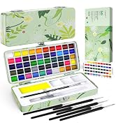 50 Colors Watercolor Paint Set with 6 Brushes, Portable Travel Water Color Kit with Carrying Case...
