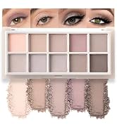 10 Color Matte Eyeshadow Palette, Neutral Taupe & Grey Brown Shades, Ultra-Blendable, Long-Lastin...