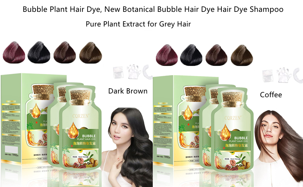 Bubble Plant Hair Dye,New Botanical Bubble Hair Dye Hair Dye Shampoo for Women Men 30ml 10Packs/Box