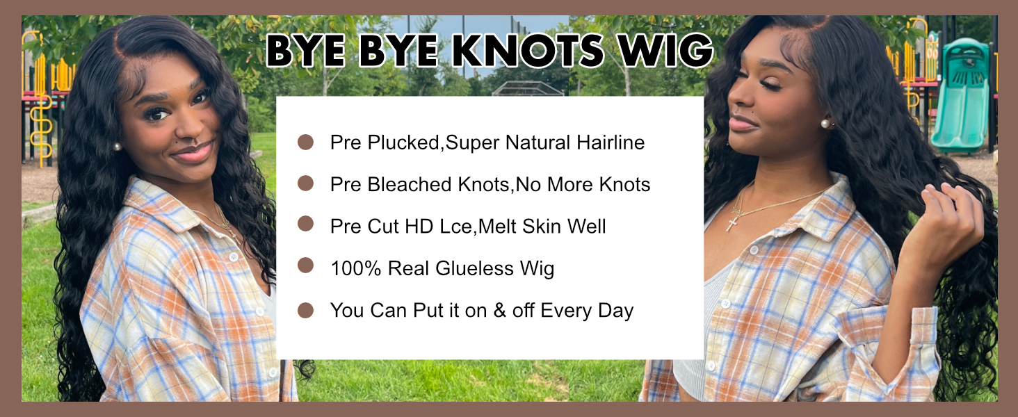 unice bye bye knots wear and go pre cut hd lace closure wigs human hair for black women glueless