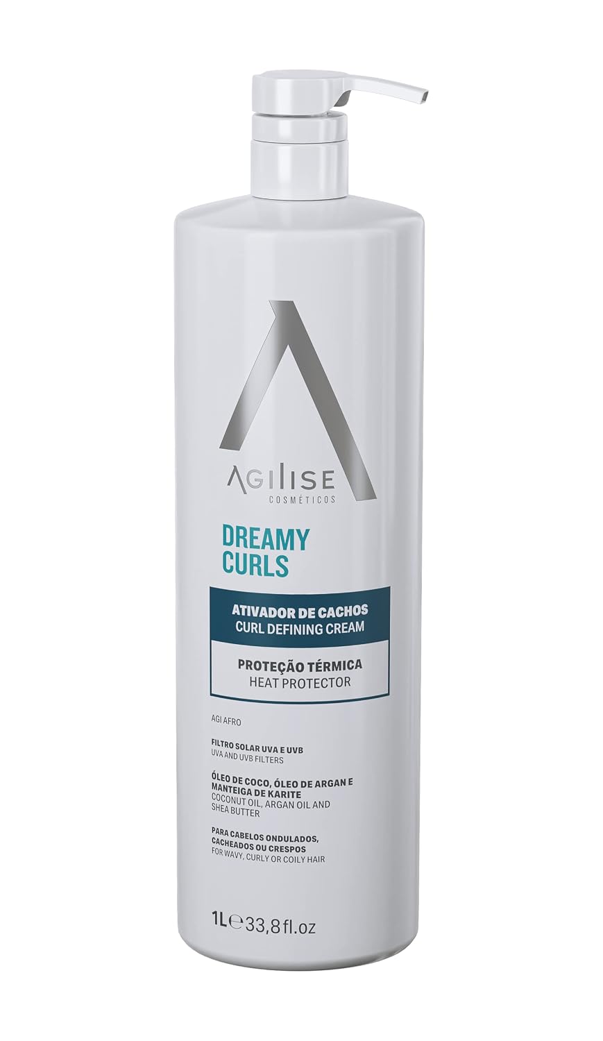 AGILISE - Dreamy Curls Defining Cream - Curl Modeling Creams for Wavy and Coily Hair Care, Styling Product - VEGAN, Argan & Coconut Oil, Shea Butter - 33.8fl.oz/1L