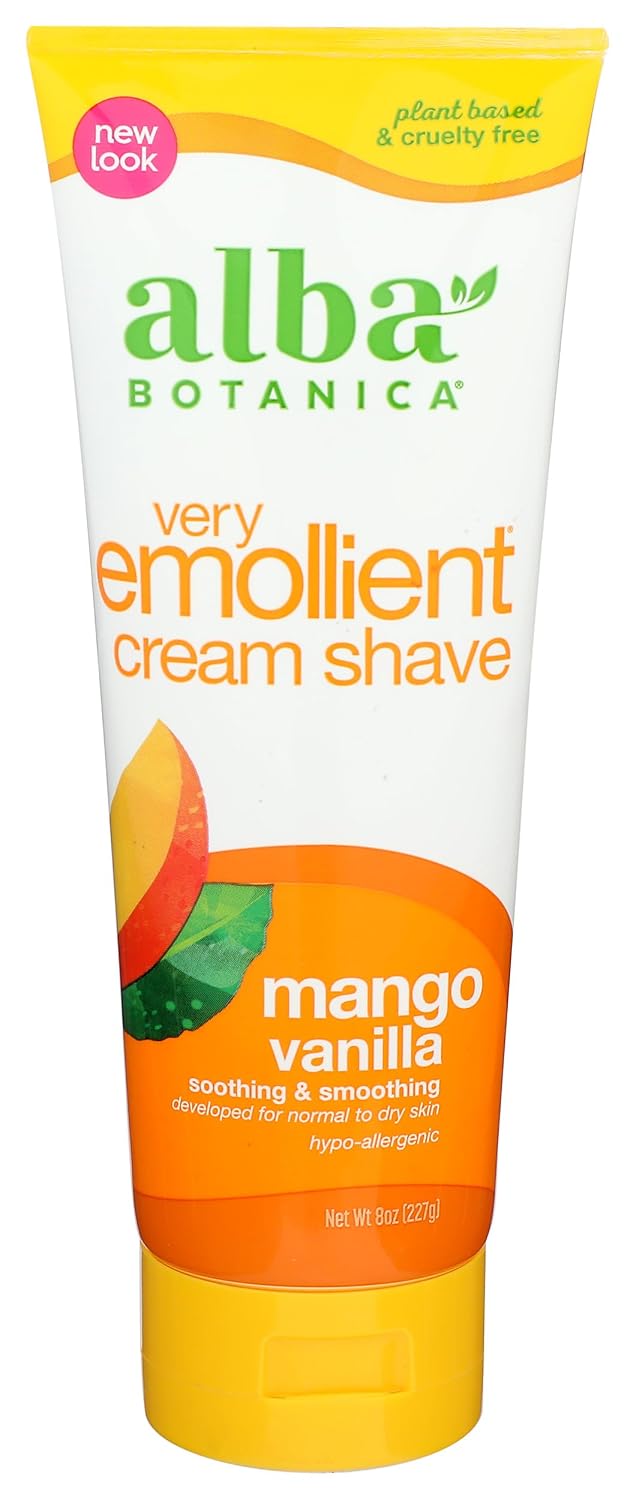 Alba Botanica Very Emollient Cream Shave, Mango Vanilla, 8 Oz