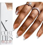 BTArtboxnails French Press on Nails - French Tip Press on Nails Brown Medium Almond XCOATTIPS Gel...