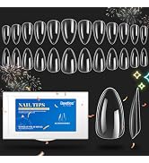 Beetles Gel Nail Tips Soft Nail Extension Set?504Pcs 12 Sizes Pre-Shape Clear Short Almond Nail T...
