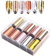 10 Sheets Holographic Nail Art Foil Transfer Stickers - Metallic Color Print Nail Decals 3D Self-...