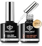 Modelones 4 in 1 Nail Glue Gel Nail Prep Dehydrate Gel Nail Kit Nail Extension Set for False Nail...