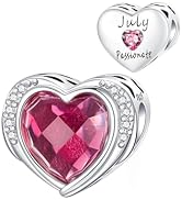 LUXILLA Angel Wing Birthstone Charm 925 Sterling Silver Cubic Zirconia Heart Charms fit for Brace...