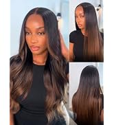 Nadula Chestnut Brown Ombre Yaki Straight Bye Bye Knots Glueless Drawstring Wig Human Hair, Pre C...