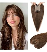 Flufymooz Real Human Hair Toppers for women, 10 Inch Clip in Bangs 100％ Human Hair Toppers for Th...