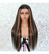 13X6 FULL Real Skinlike HD Lace Wig Human Hair 13x6 1B/30 Straight Highlight Ombre Lace Front Wig...