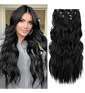 REECHO Hair Extensions, 4PCS Clip in Hair Extensions HE001 Natural Soft Synthetic Hairpieces for ...