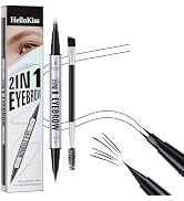 Eyebrow Pen,2-in-1 Dual-Ended Eye Brow Pencil with 2-Fork-Tip and Precise Brush-Tip, Microblading...