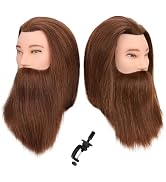 Male Mannequin Head with Human Hair Barber Mannequin Head Beard Practice Male Haircut 100% Maniki...