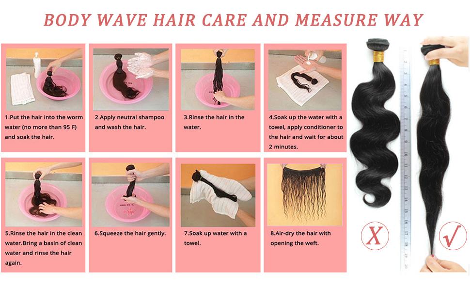 how to care and marsure the body wave hair