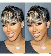 QiaQiaRing Pixie Cut Wigs For Black Women 1b/30 Daily Use Color Brazilian Virgin Remy Human Hair ...