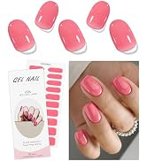 JMEOWIO Gel Nail Stickers Orange Pink Semi Cured Gel Nail Strips Wraps UV/LED Nails Art Design De...