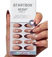 BTArtbox Press On Nails Medium - Rosewood, 3D Flower Almond Brown French Tip Press On Nails with ...