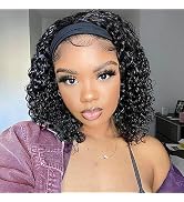 Youngirl Deep Wave Headband Wig Human Hair 12 Inch Curly Headband Wigs for Black Women Human Hair...