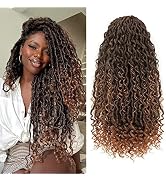 5 Packs New Goddess Locs Crochet Hair 22inch Omber River Faux Locs Crochet Hair Curly Faux Locs W...