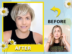 Short Blonde Wigs with Bangs
