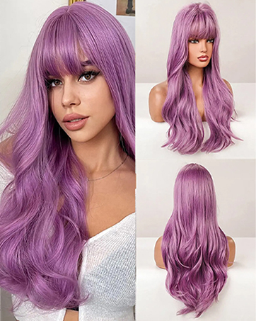 purple wig with bangs
