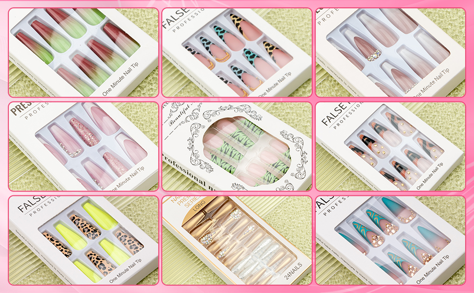 Press on Nails Square Fake Almond False Nails Medium Long Short uñas postizas french tip