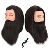 Male Mannequin Head with Human Hair Barber Mannequin Head Beard Practice Male Haircut 100% Maniki...