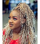 6 Packs Curly Faux Locs Crochet Hair 14 inch New Goddess Locs Crochet Hair Boho Locs Synthetic Br...