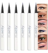 evpct 6Pcs Black Brown White Blue Dark Gree Purple Waterproof Colored Eyeliner Liquid Eye Liner S...