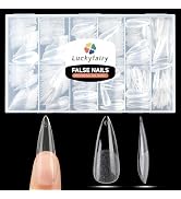 Stiletto Long Nail Tips 360pcs Long Stiletto Almond Shape Gel Nail Tips Half Matte Stiletto Fake ...