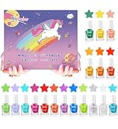 Aieenjor Kids Nail Polish - 18 Color Non Toxic Nail Polish for Kids Quick Dry Peel-Off Water Base...
