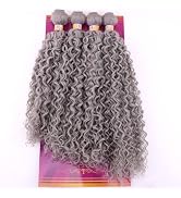 Dark Grey Afro Kinky Curly Synthetic Hair Weave 4 Bundles 16 18 18 20 Inches Jerry Curl Synthetic...