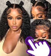 HIRIREMY Curly Bob Wig Human Hair Glueless 13x4 HD Wet and Wavy Short Jerry Curly Lace Front Bob ...