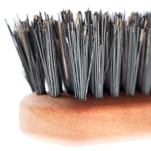 excellent beard brushes have irregular boar bristles to penetrate the hair and exfoliate