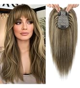 Flufymooz 100% Real Human Hair Toppers, 12 Inch Human Hair Toppers for Thinning Hair Large Hand-w...