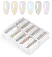 10 Sheets Holographic Nail Art Foil Transfer Stickers - Metallic Color Print Nail Decals 3D Self-...