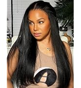 Julia Hair V Part Wig Human Hair Yaki Straight Glueless Wigs for Women 12A Briazilian Remy Hair U...
