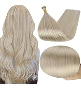 Full Shine Keratin Human Hair Extensions 20 Inch I Tip Hair Extensions Real Human Hair 50s Platin...