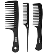 RHOS Comb Set for Women and Men, 3 Pieces - Wide Tooth, Rat Tail, Dresser Hair Combs - Detangling...