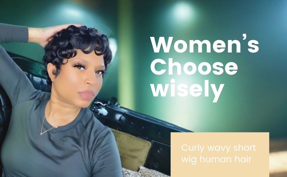 black curly short wig for women