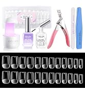 Gellen Gel Nail Kit, Gel Tips Nail Extension Kit, 504Pcs Pre-Shaped Short Square Nail Tips, 7 in ...