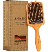 SHASH Since 1869 Made in Germany Wooden Paddle Brush - Gently Detangles, Styles, Conditions Hair ...