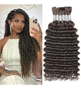 Human Braiding Hair for Boho Braids Bulk Human Hair 6 Bundles/Pack 150g 20 Inch Deep Wave Bulk Hu...